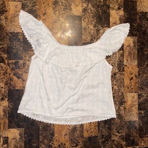 White Off the Shoulder Floral Lace Top